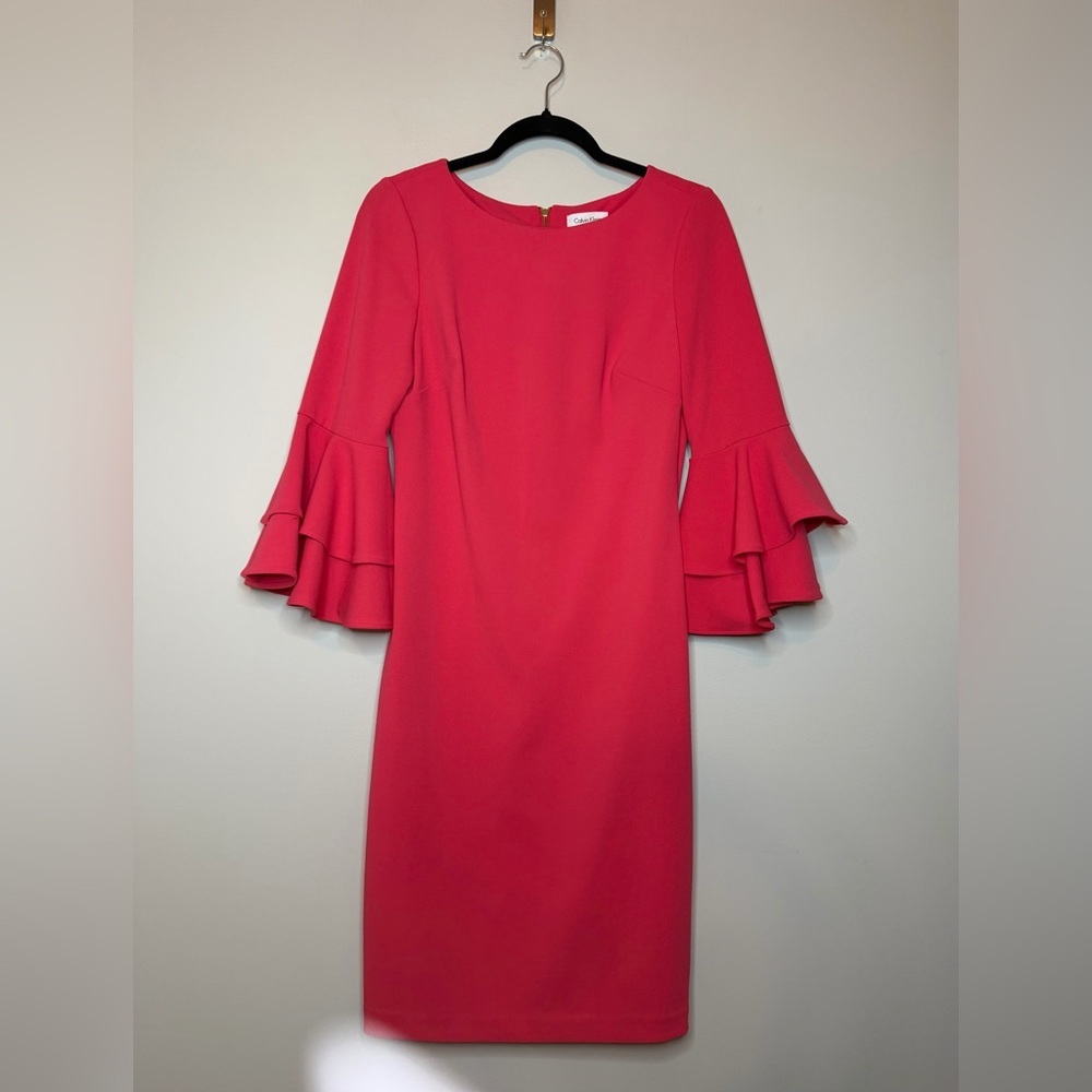 Calvin Klein Women’s Ruffled-Sleeve Sheath Dress Size 6 - Picture 3 of 10